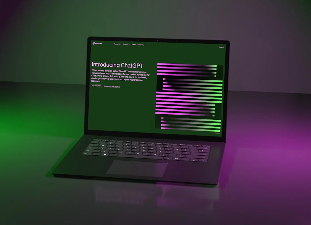 A contemporary workspace with two computer monitors showing web design projects, highlighting technology and productivity.